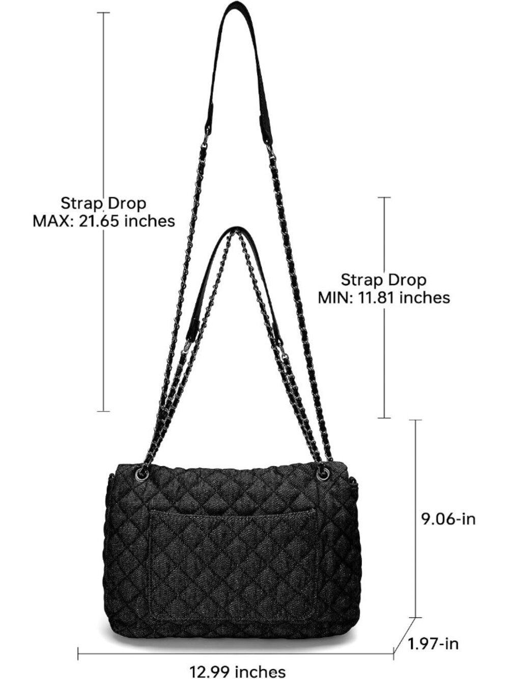 Quilted Denim Purse Hobo Shoulder Bag Denim Handbags for Women Chain Vintage Was - Picture 3 of 6